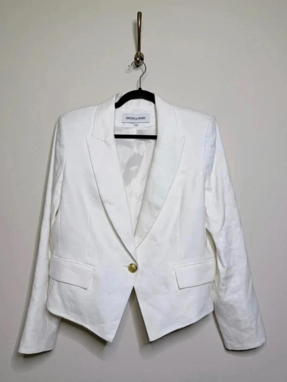 VERONICA BEARD Hosanna Dickey Linen Jacket Size 2 in White Retails $650